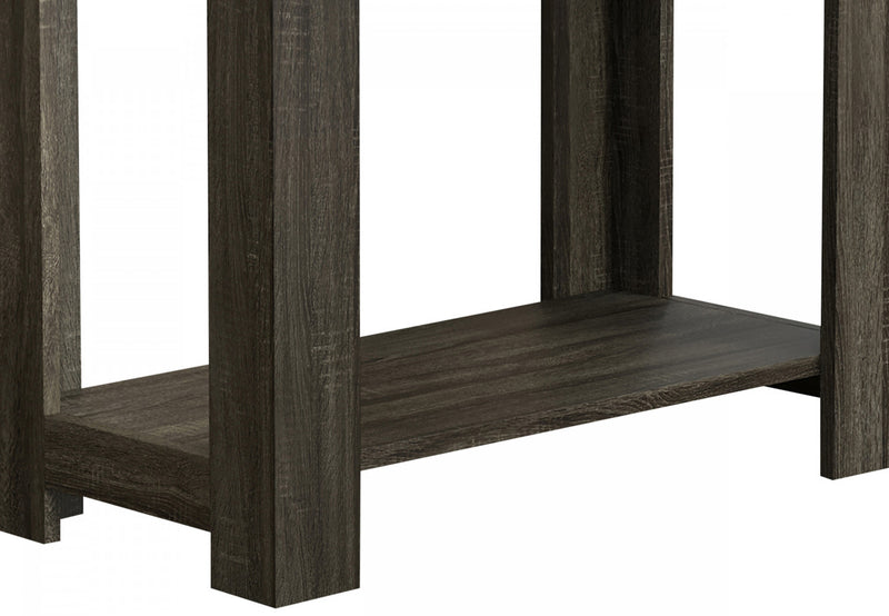 Table d’appoint étroite classique de 24 po avec rangement dissimulé et tablette inférieure - gris foncé 