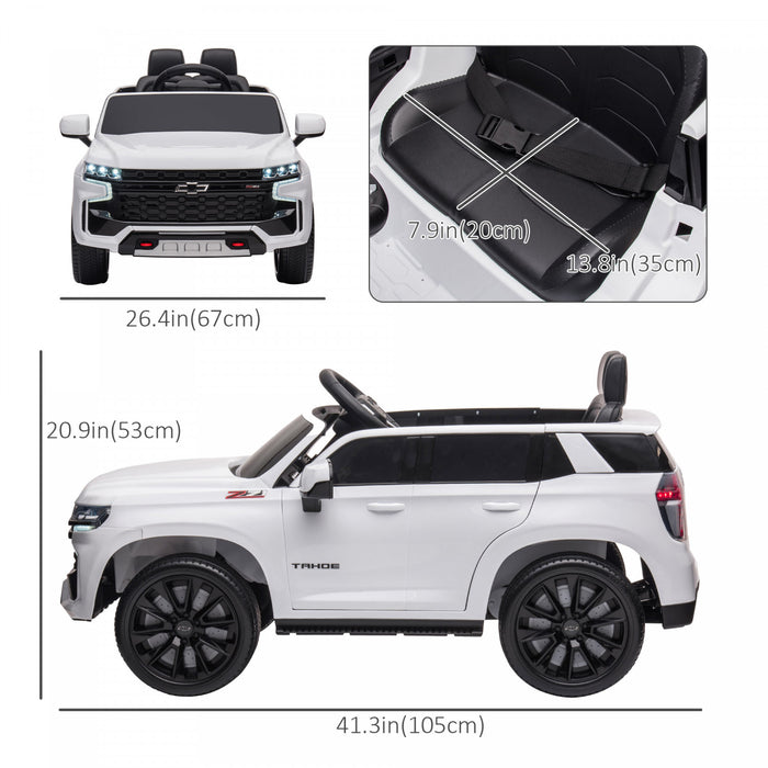 Aosom Chevrolet Voiture Electrique Sous Licence 12 V Pour Enfants Avec Telecommande, Klaxon, Cadeau Pour Les 3-6 Ans Pour Garcons Et Filles Avec Lecteur De Musique, Blanc