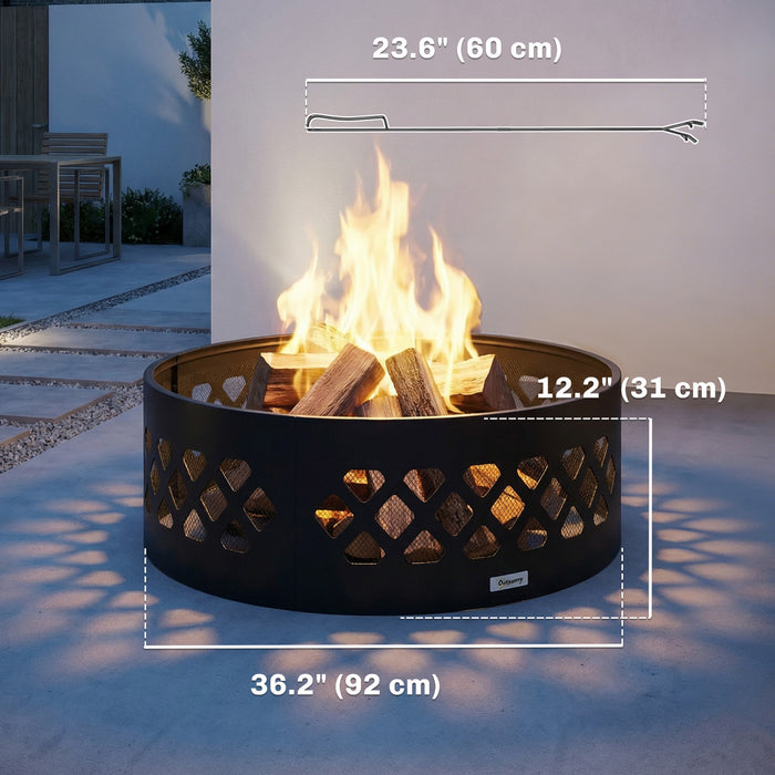 Brasero exterieur Outsunny, anneau de feu portable sans fond avec tison, noir