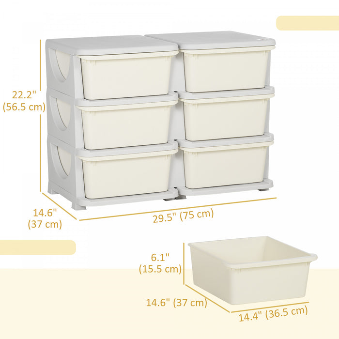 Qaba Unite De Rangement Pour Enfants A 3 Niveaux, 29,5\", Blanc Creme