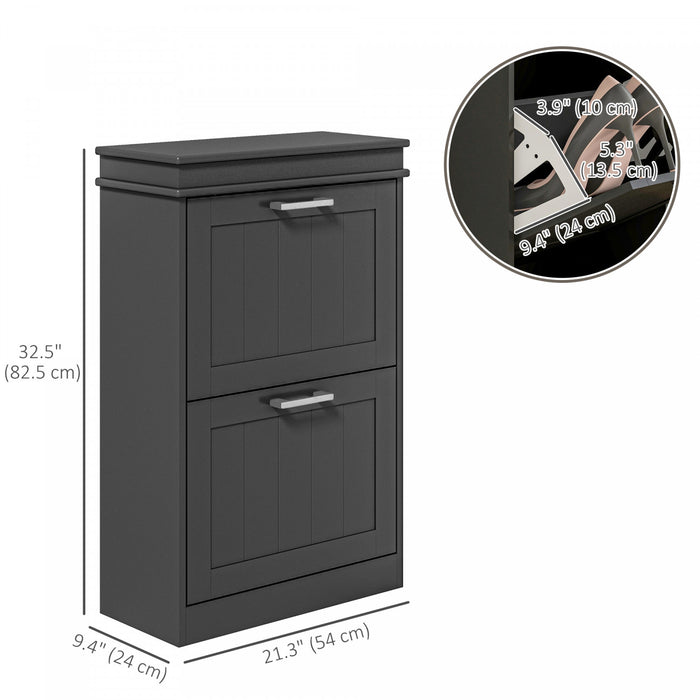 HOMCOM Armoire a chaussures etroite pour entree avec tiroirs rabattables et etagere reglable