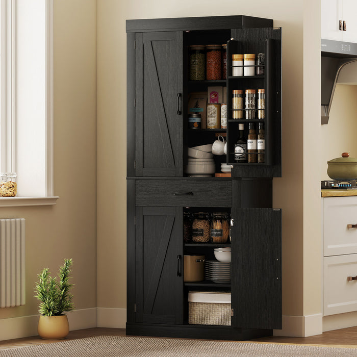 HOMCOM Armoire de cuisine de 72 po, armoire de rangement, noir