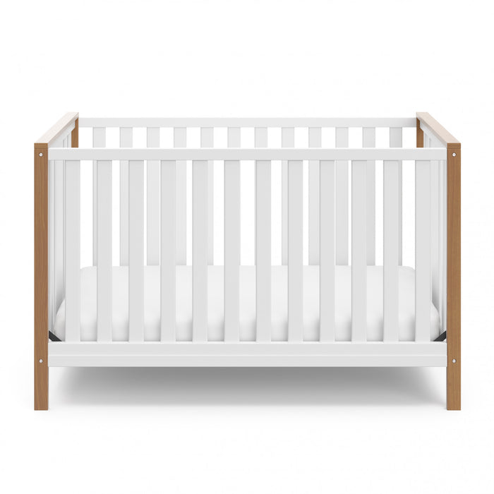 Storkcraft Modern Pacific Lit de bebe convertible 4-en-1 - Blanc avec vintage bois clair