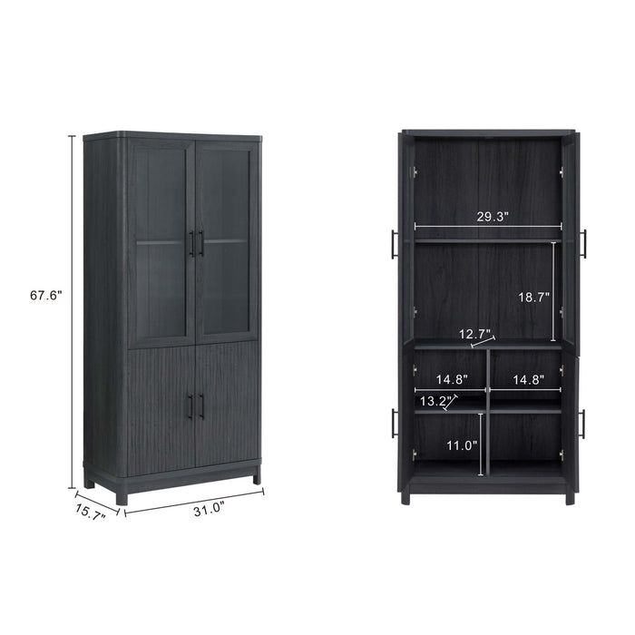 Armoire bibliotheque Jodie style milieu du siecle 79 cm en gris charbon (6 etageres) – Lot de 3