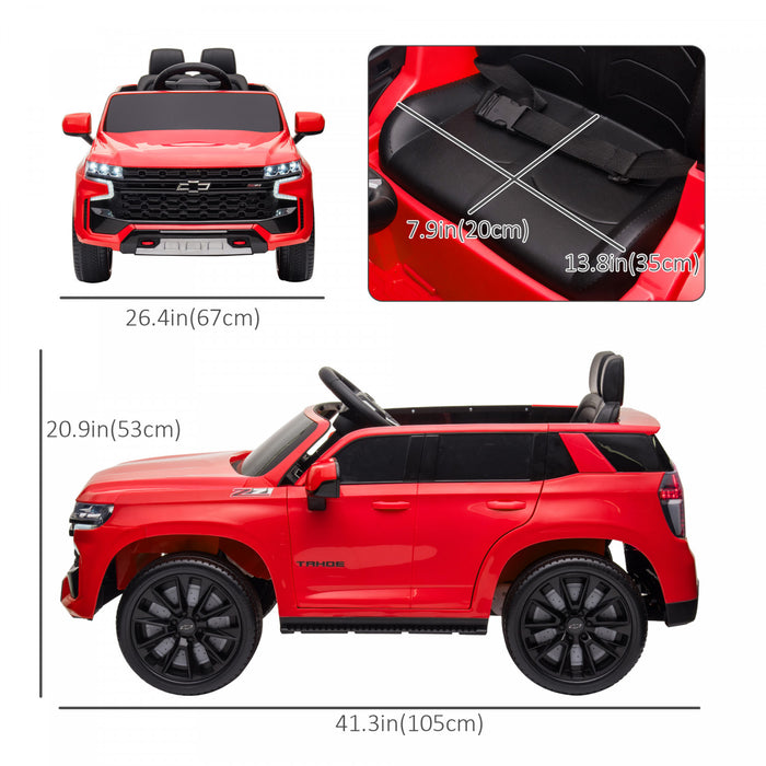 Aosom Chevrolet Voiture Electrique Sous Licence 12 V Pour Enfants Avec Telecommande, Klaxon, Cadeau Pour Garcons Et Filles De 3 A 6 Ans Avec Lecteur De Musique, Voiture Electrique Pour Enfants, Rouge