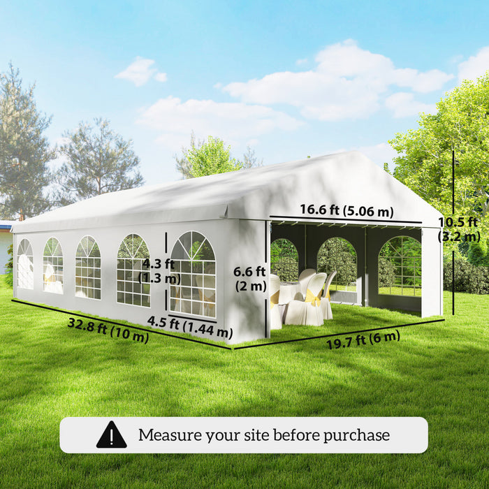 Outsunny Grande Tente de Reception 10x6 m pour Evenements Exterieurs, Blanc