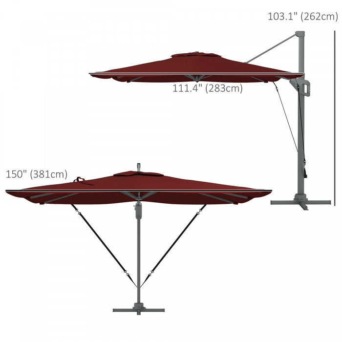 Outsunny Parasol De Patio En Porte-a-faux Outsunny De 13 Pi, Rouge