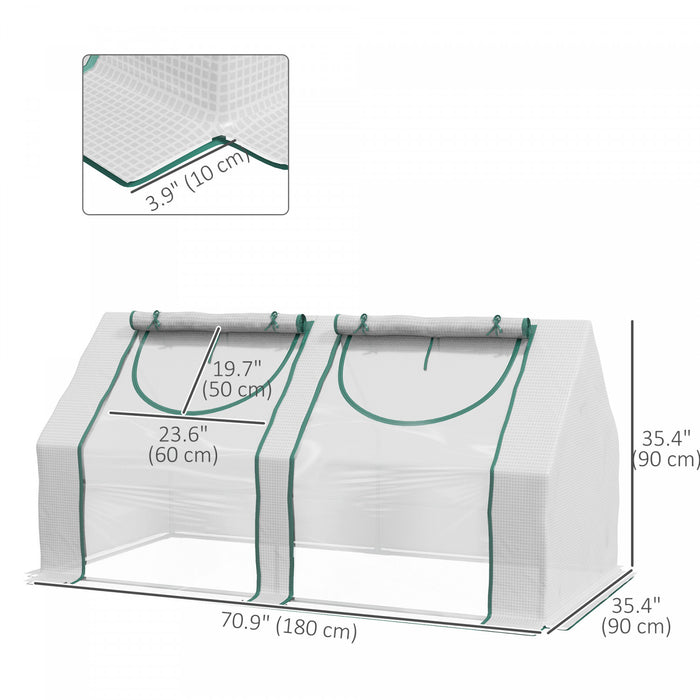Outsunny Mini Serre 6' X 3' X 3' Avec 2 Couvertures Pe/plastique, Blanc