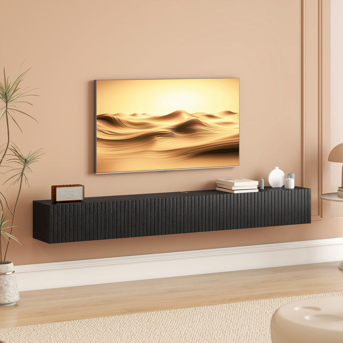 HOMCOM Meuble TV flottant pour televiseurs jusqu'a 72\", noir
