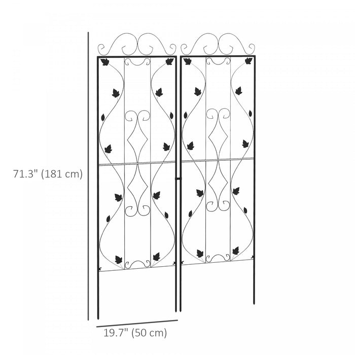 Outsunny Lot De 2 Treillis De Jardin En Metal Pour Plantes Grimpantes