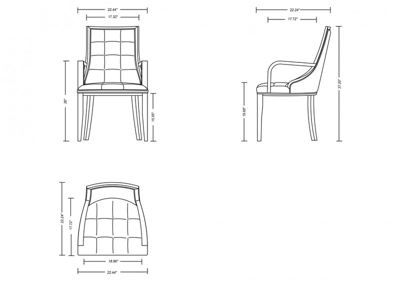 Chaise de salle a manger traditionnelle en bois avec assise rembourree Fifth Avenue, couleur beige - Lot de 2