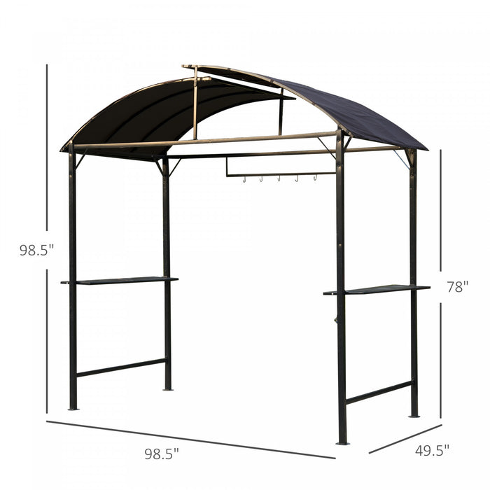 Outsunny 8x4pi Bbq Gazebo Tente Cadre En Metal Grill Auvent Jardin Parasol Portable Abri Arriere Cour Avec Tablette Laterale Cafe