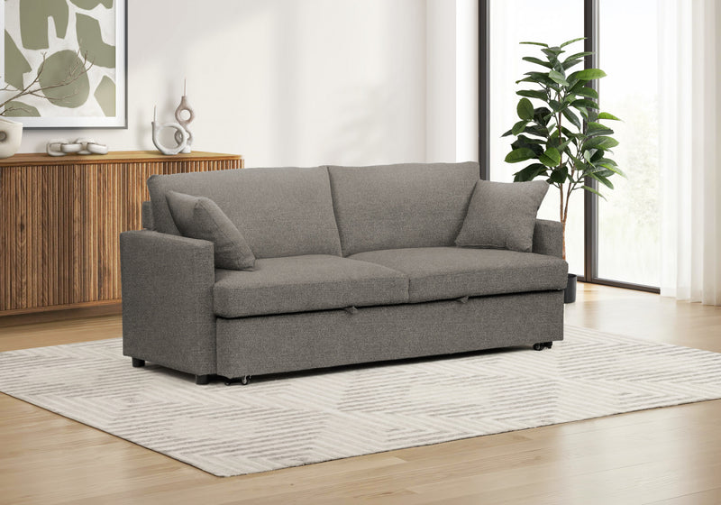 Canape Lit Convertible, 78\" Longueur, Tissu Marron Clair, Contemporain, Moderne