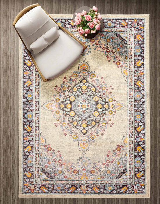 Tapis Traditionnel Lea 5'0\" x 8'0\" en Ivoire