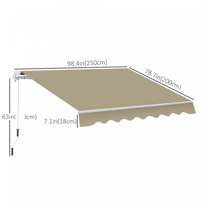 Auvent De Patio Retractable Manuel Resistant A L'eau Et Retractable De 8 Pi X 7 Pi Outsunny Abri Auvent Pour Terrasse Exterieure (blanc Creme)
