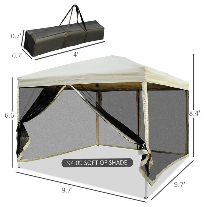 Tonnelle Barnum Pliant Pop-up Style Colonial 2,97l X 2,97l X 2,55h M 4 Moustiquaires + Sac De Transport Beige Noir