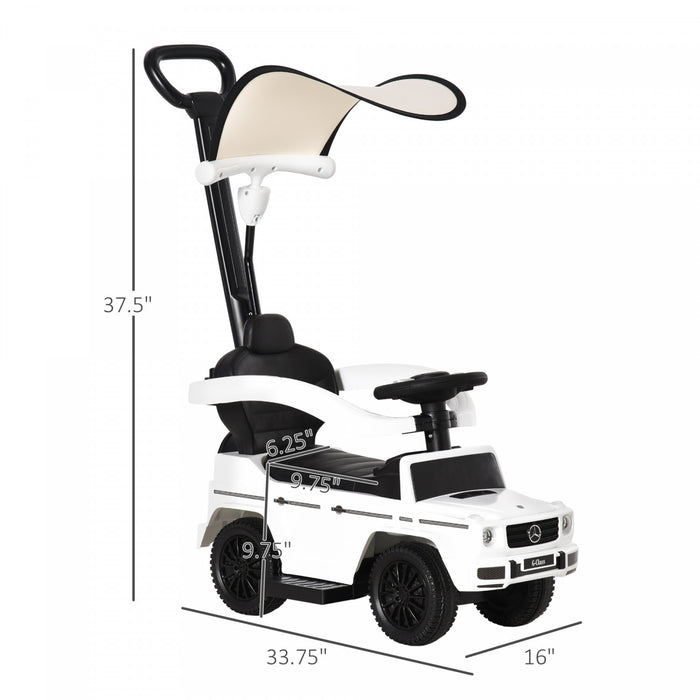 Aosom Voiture A Pousser Coulissant Compatible G350 Pieds A Terre Poussette Vehicule Pour Tout-petits Avec Klaxon Volant Aucune Alimentation Manuel Sous Le Siege Design Sur Blanc