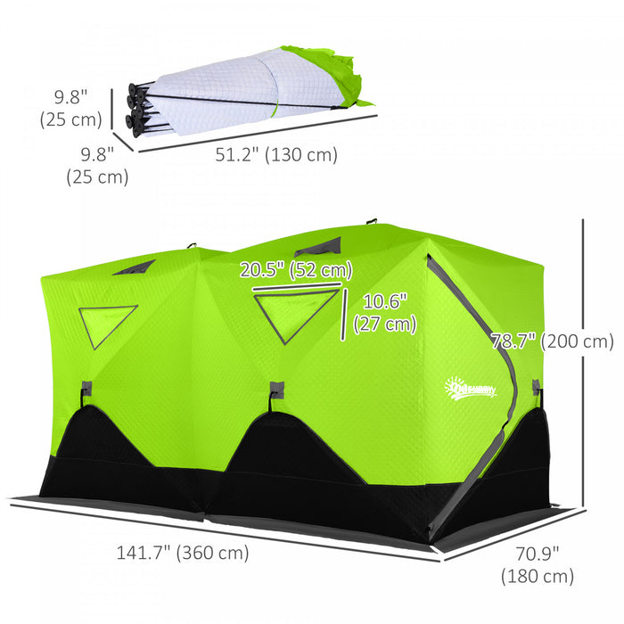 Outsunny Tente De Peche Sur Glace Pour 8 Personnes, - 30℃, Vert