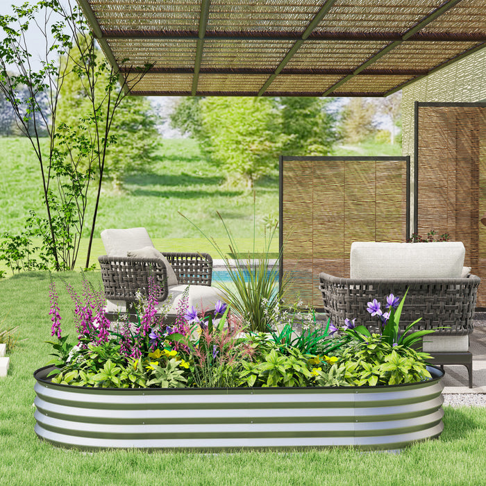 Outsunny Lit de jardin sureleve, jardiniere galvanisee 6' x 3' x 1', argent