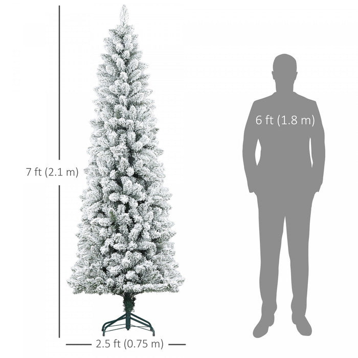 Homcom Arbre De Noel Artificiel Floque De 7 Pieds Avec Base En Acier, Vert