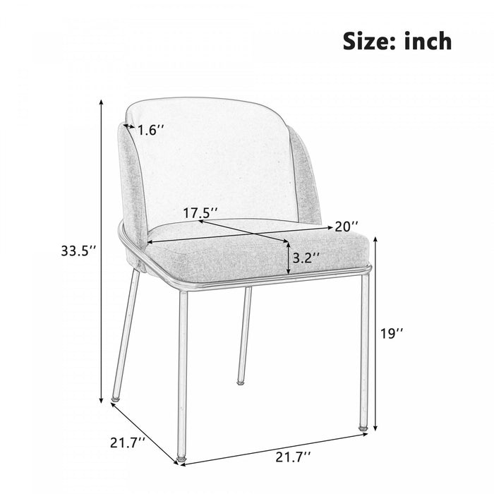 Olivia Ensemble de 2 chaises de salle a manger modernes avec pieds inclines et pieds reglables, beige