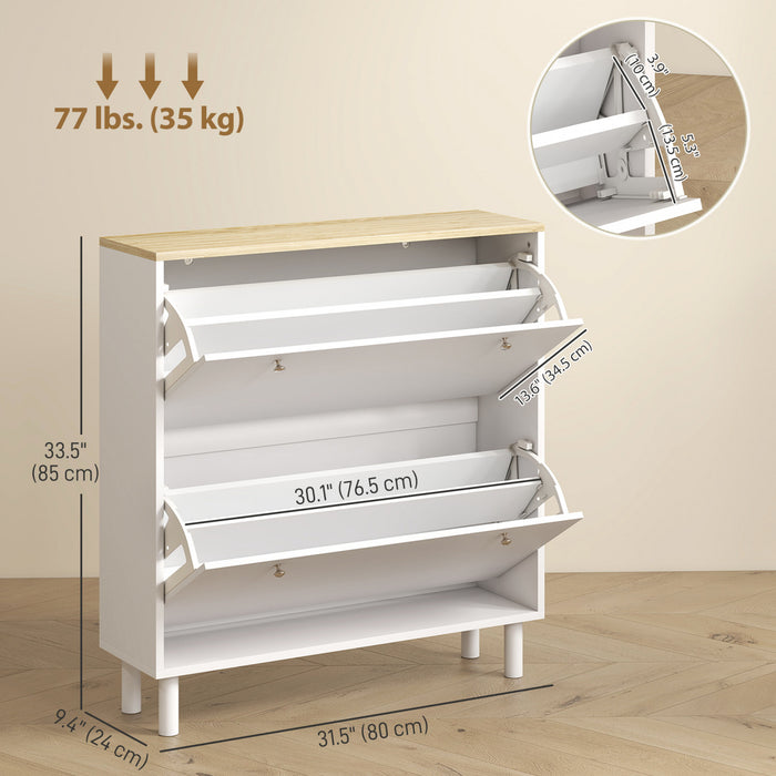 HOMCOM Armoire de rangement a chaussures avec etageres reglables, blanc