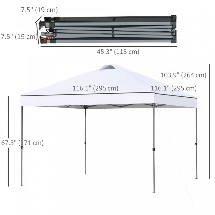 Outsunny Tente A Toit Escamotable 10' X 10' Avec Aeration Et Sac, Blanc