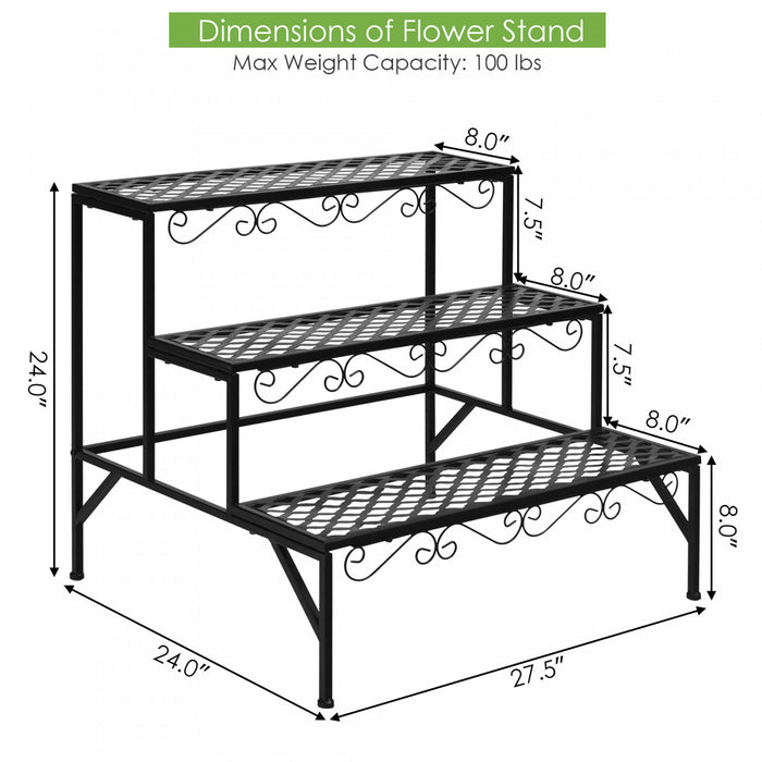 Presentoir Pour Plantes 3 Niveaux, Porte-plantes Sur Pieds, Porte-plantes Multifonctions Pour Interieur Et Exterieur, Pour Collections De Petites Plantes, Presentoir Pour Pots De Fleurs, Pour Veranda, Jardin Et Balcon