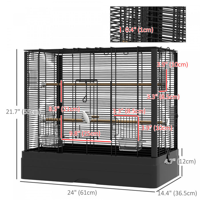 Cage A Oiseaux 22 Po Avec Plateau, Recipients Alimentaires