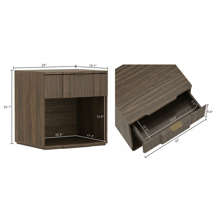 Table de nuit Clive style milieu du siecle 56 cm en noyer (1 tiroir)