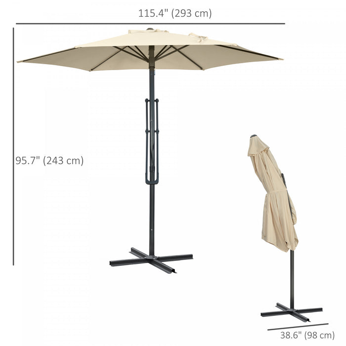 Outsunny Parasol Deporte De 10 Pi En Porte-a-faux Avec Base, Creme