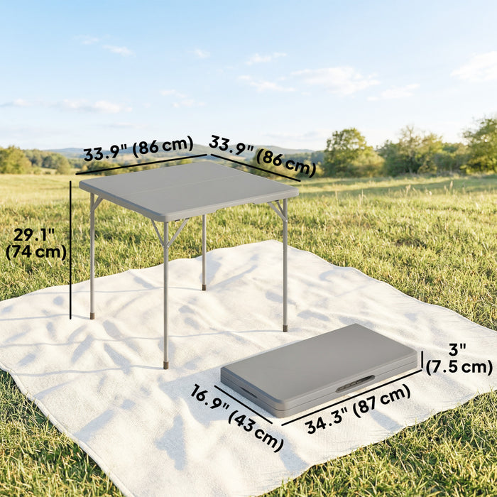 Outsunny Table de Pique-Nique Pliante 86 x 86 cm, Utilisation Interieure et Exterieure, Gris