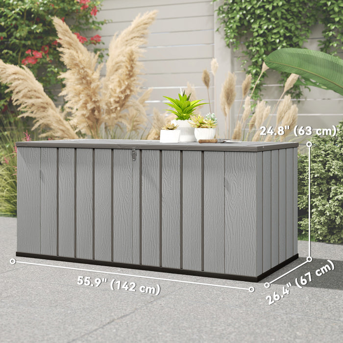 Outsunny Coffre de Rangement 475L, Coffre Exterieur avec Verins a Gaz, Gris