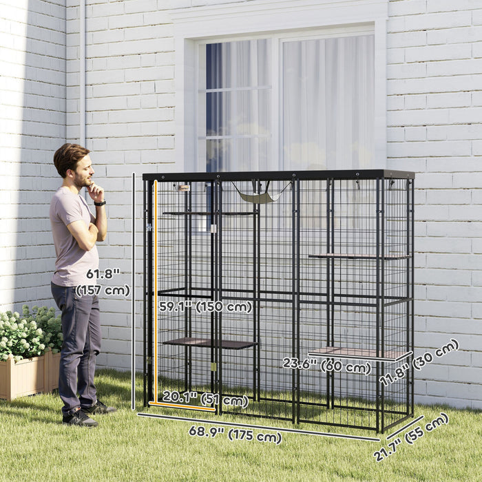 Cage A Chat Avec Couvercle Etanche, Noir