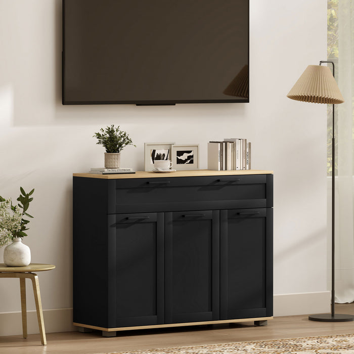 HOMCOM Buffet avec Tiroir et Etageres Ajustables, Noir