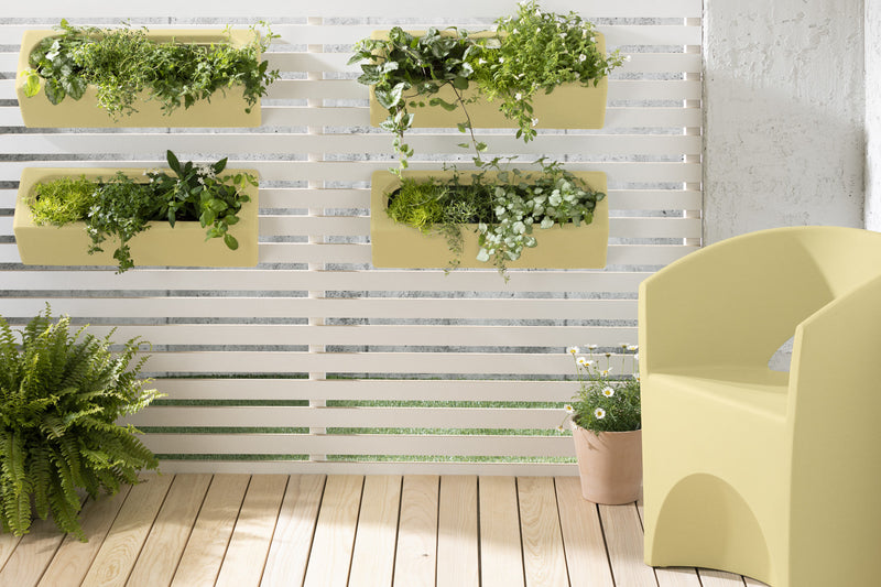 Ensemble 4 jardinières murales Dalya pour l'extérieur - jaune pâle