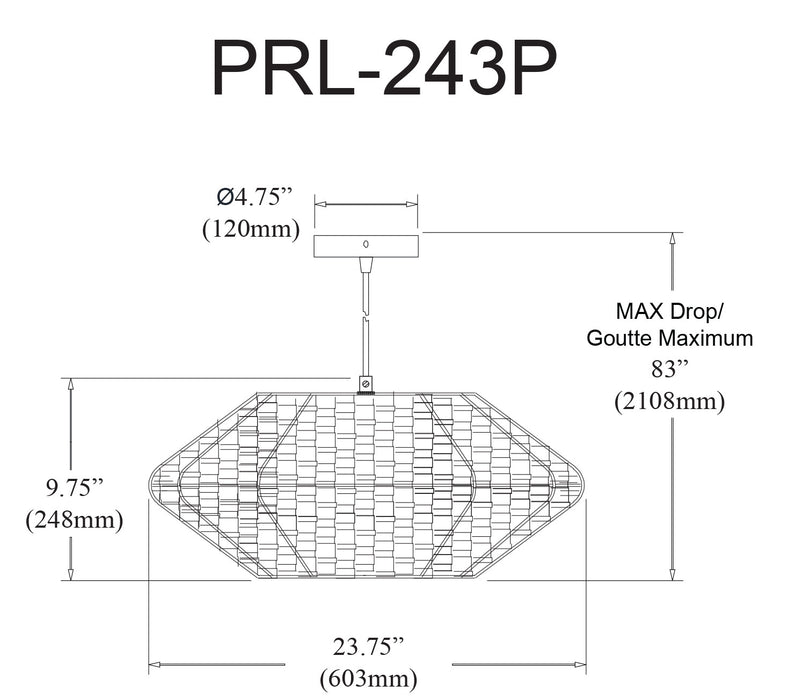 Petit luminaire suspendu Pourel de Dainolite avec abat-jour naturel, fini noir mat et 3 ampoules
