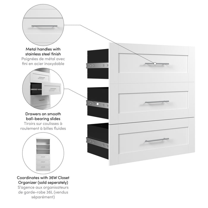Ensemble de 3 tiroirs Pur de Bestar pour organisateur de garde-robe de 36 po (L) - blanc