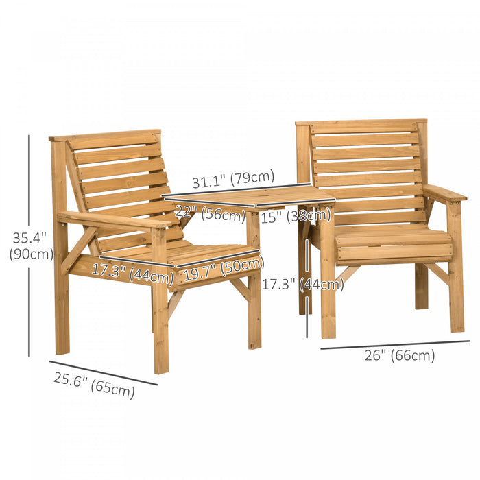 Outsunny 3pcs Outdoor Bench Set For Garden, Backyard, Balcony, Light Brown (banc D'exterieur 3 Pieces Pour Le Jardin, L'arriere-cour, Le Balcon)