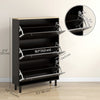 HOMCOM Shoe Cabinet with 3 Flip Drawers for 24 Pairs of Shoes, Black