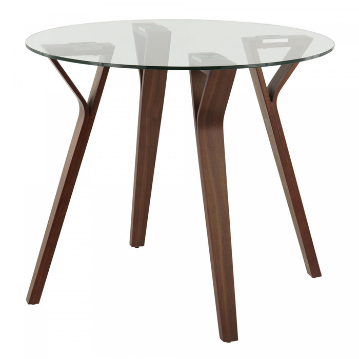 Table ronde moderne du milieu du 20e siècle Folia en verre pour le coin-repas ou la salle à manger - noyer