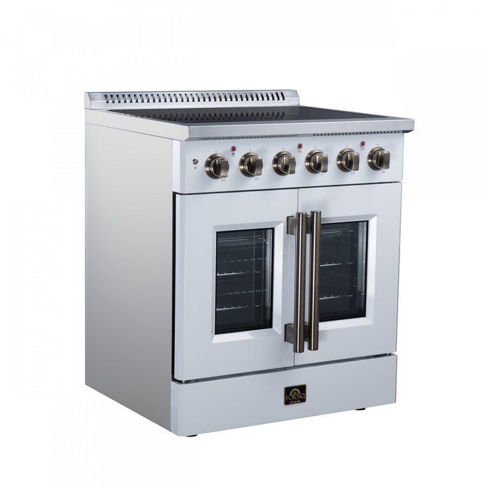 Cuisiniere electrique Galiano de 30 po avec portes francaises, 4 foyers, 4,32 pi³, blanc – FFSEL6917-30WHT