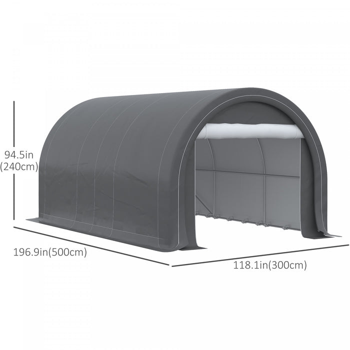 Outsunny 16' X 10' Tente De Stockage Abri De Voiture Anti-uv Portable, Gris