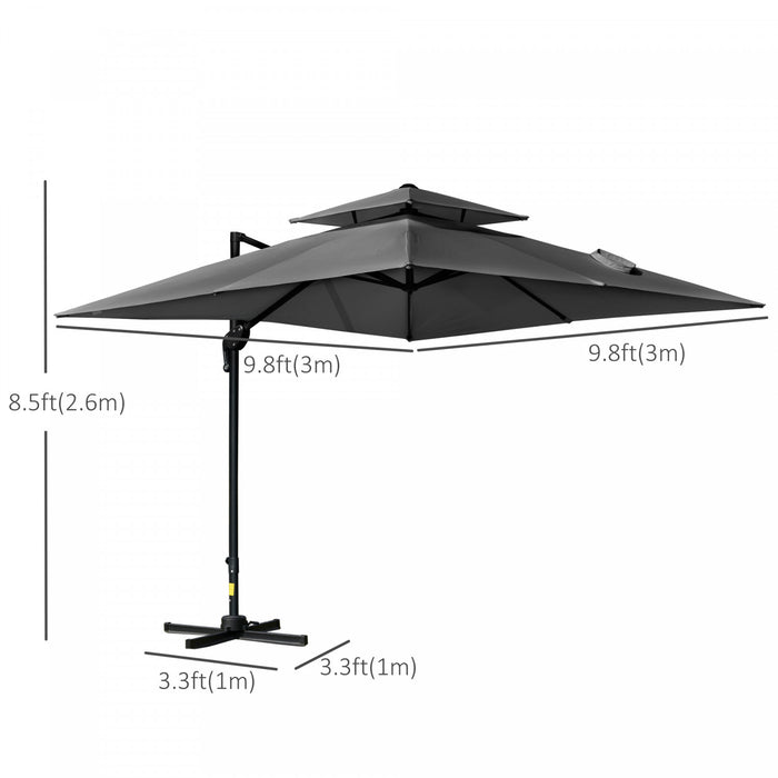 Outsunny 10' X 10' Parasol Deporte Inclinable 5 Angles, Double Toit