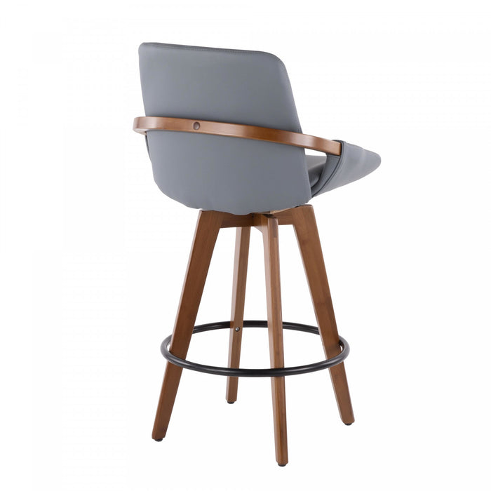 Tabouret moderne du milieu du 20e siècle Cosmo de hauteur comptoir en similicuir - noyer et gris