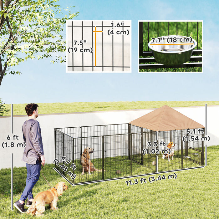 Outdoor Dog Kennel With Rotating And Adjustable Height Bowls