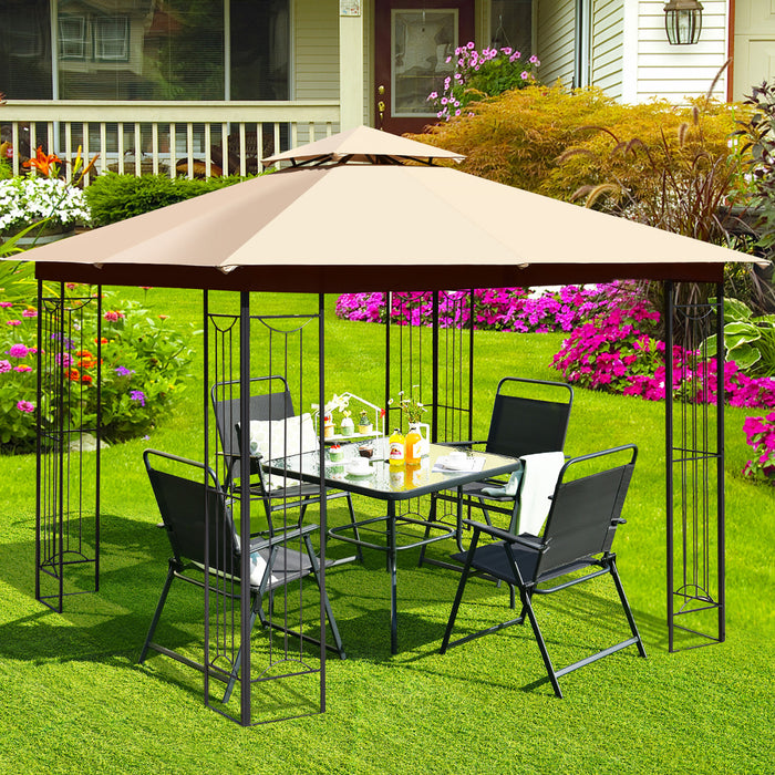 Costway 10’ X 10’ Patio Canopy Gazebo Exterieur 2-tier Tente En Acier Robuste En Forme De L
