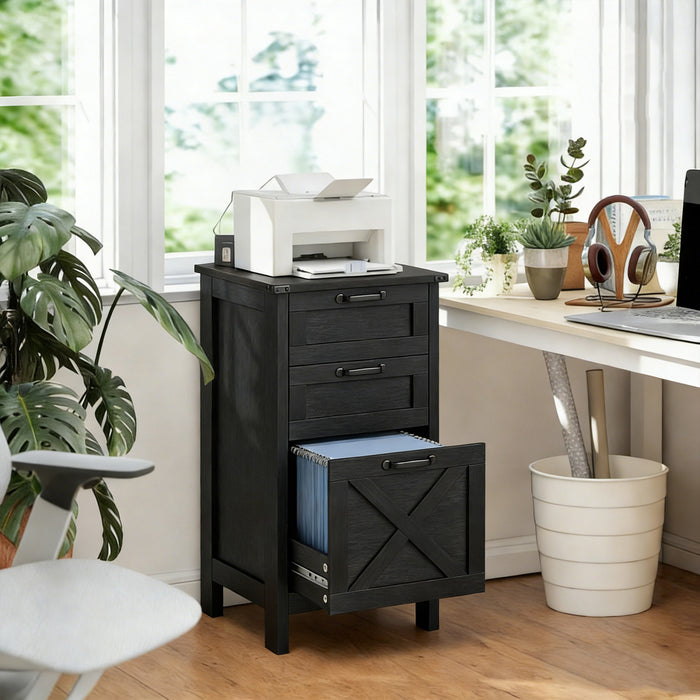 HOMCOM Classeur a 3 tiroirs pour format lettre A4, Noir