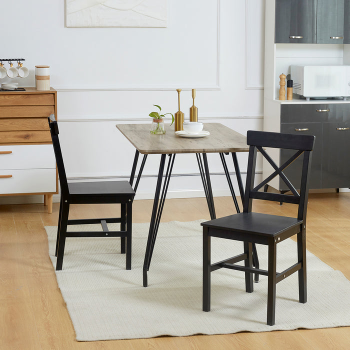 HOMCOM Lot de 2 chaises de salle a manger en bois avec dossier croise