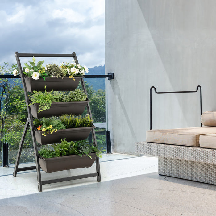 Costway 2pcs 4 Ft 4-tier Lit De Jardin Eleve Vertical Planteur Eleve W / 4 Boites De Conteneur
